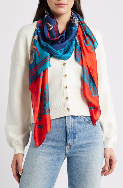Floral Print Satin Scarf