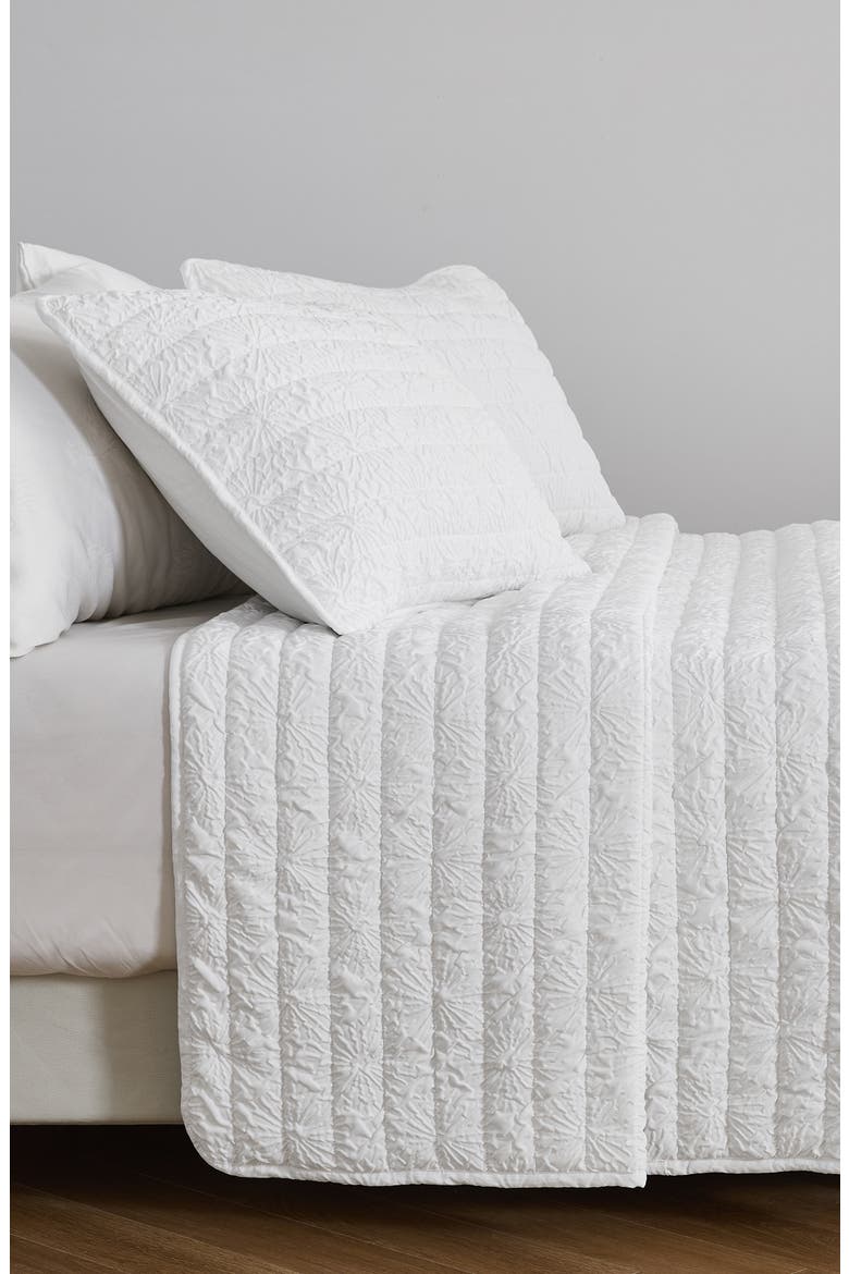 Floral Embossed Quilt Set, Alternate, color, WHITE