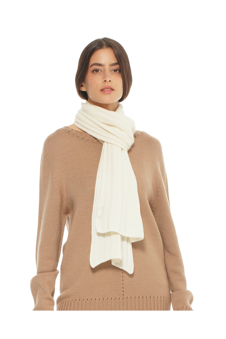 Pure Cashmere Plush-Ribbed Scarf, Main, color, Milk White