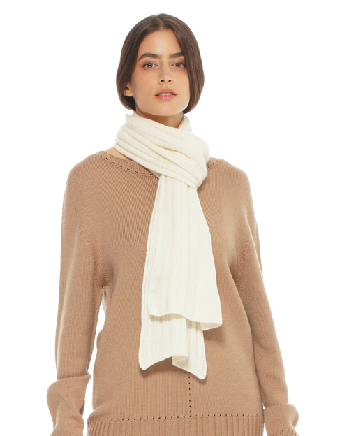 Monticelli Cashmere Pure Cashmere Plush-ribbed Scarf In White