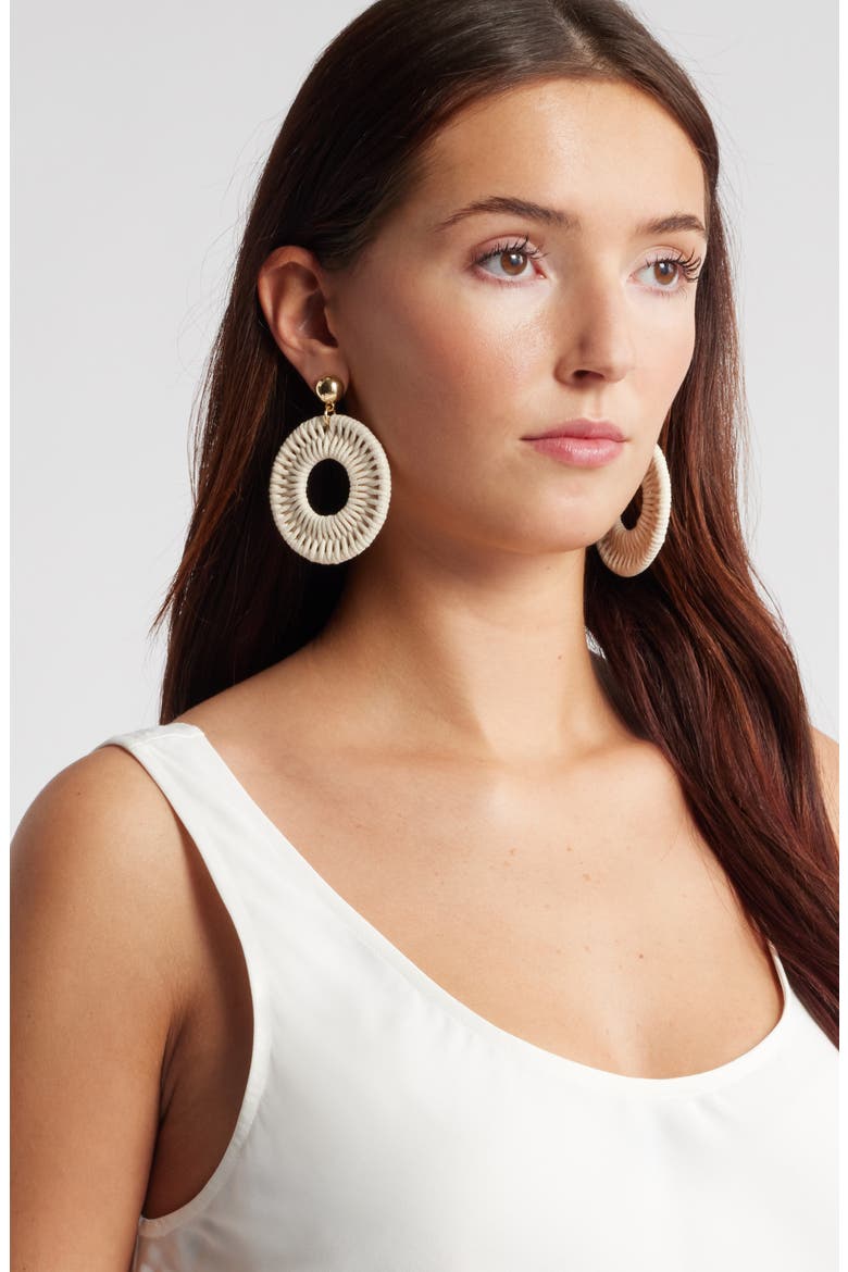 Cord Wrapped Statement Drop Earrings, Alternate, color, IVORY- GOLD