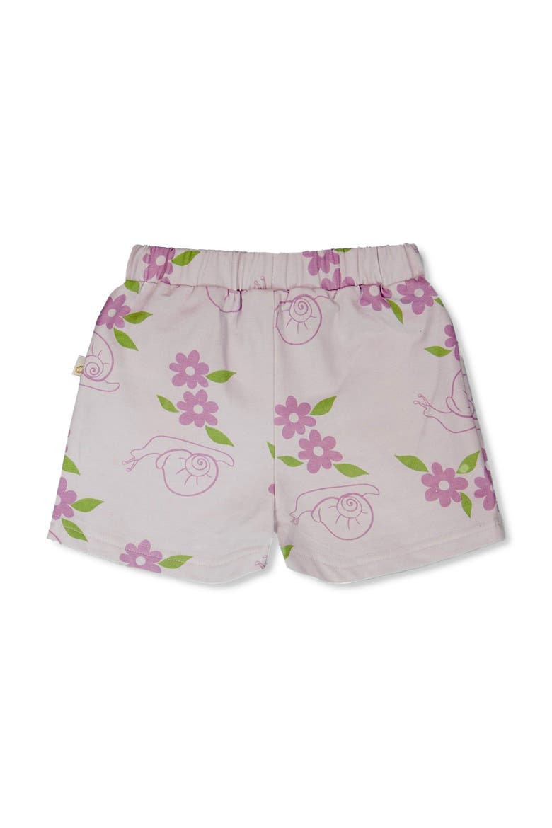 French Terry Snails Shorts, Alternate, color, Lilac Snails Print