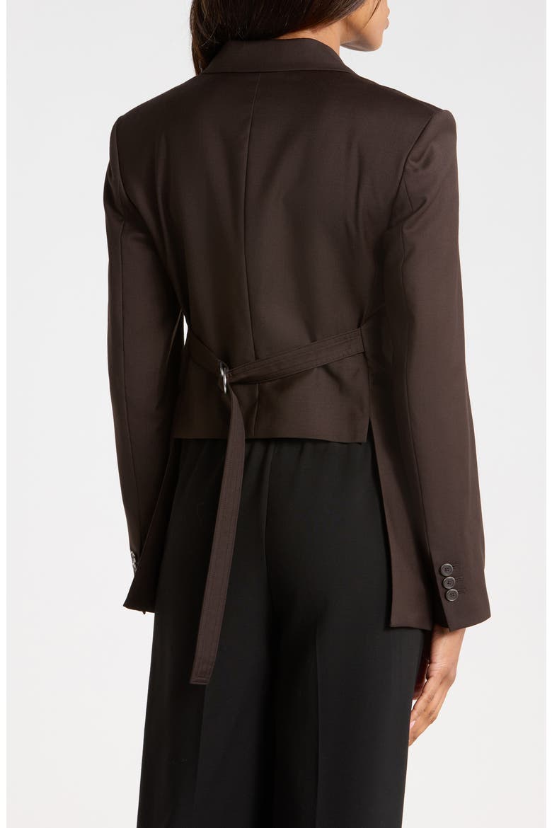 Cutaway One-Button Blazer, Alternate, color, DARK CHOCOLATE