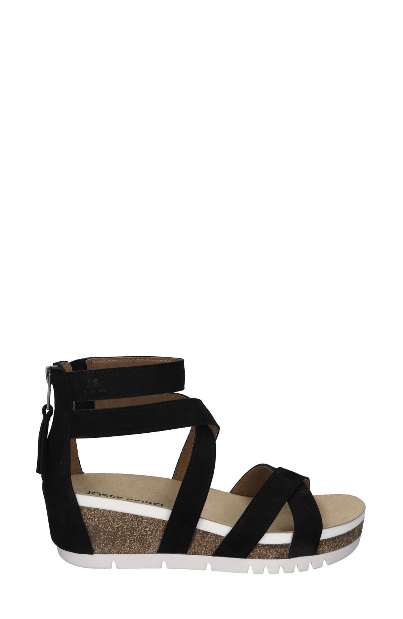 Josef Seibel Quinn 05 Ankle Strap Wedge Sandal, Alternate, color, Black