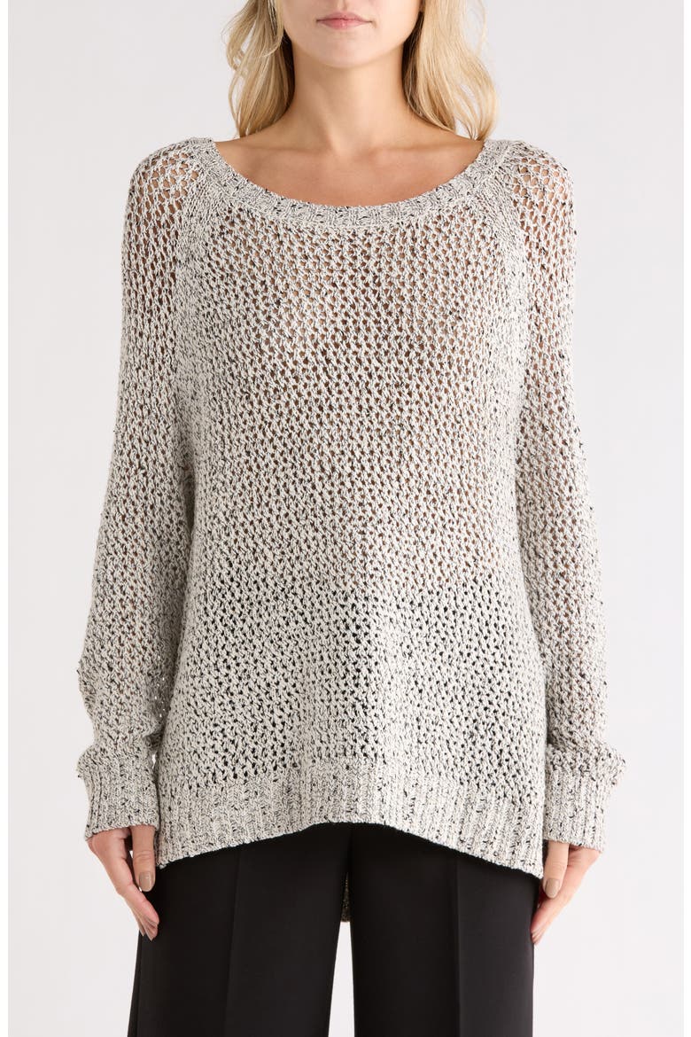 Raglan Sleeve Open Knit Sweater, Main, color, IVORY