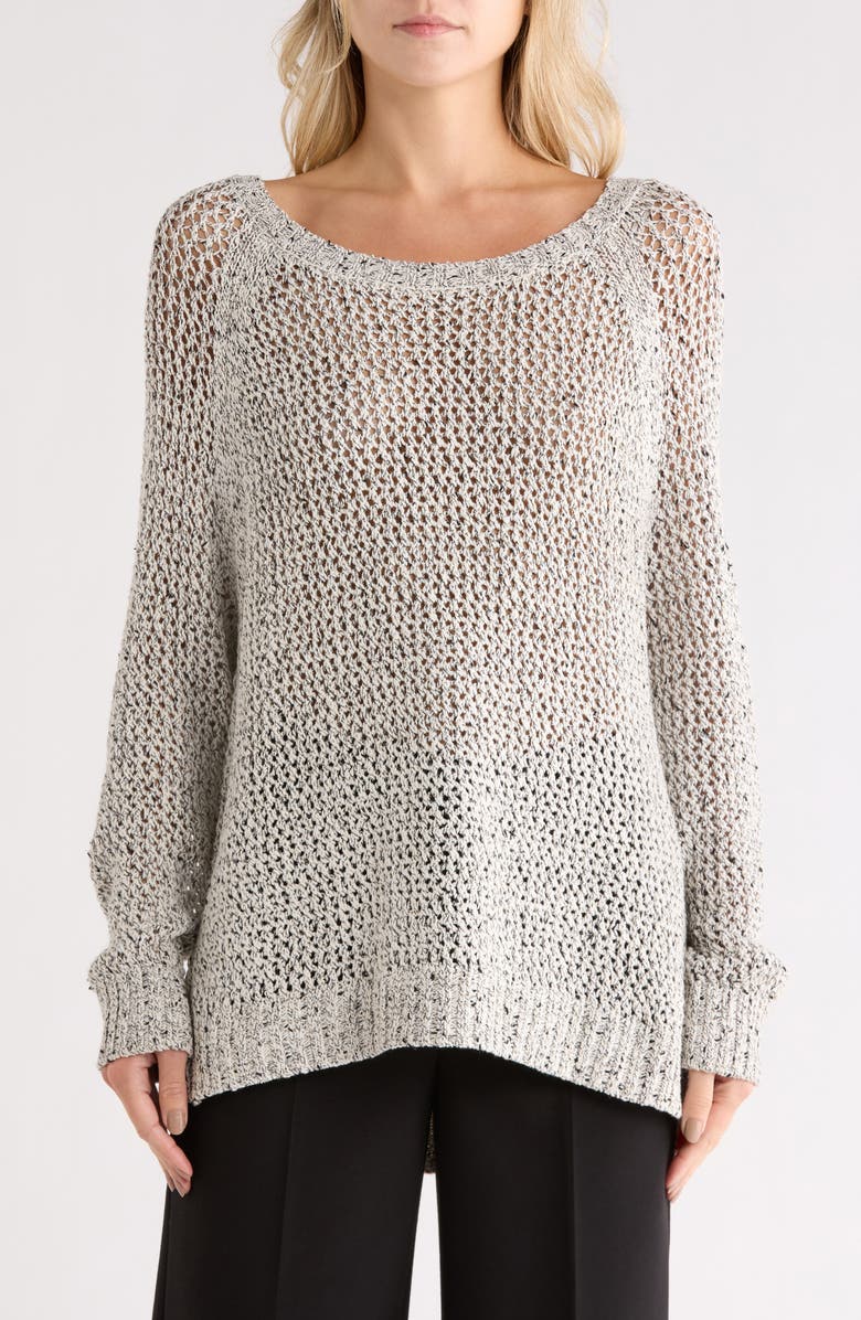 matty m. Raglan Sleeve Open Knit Sweater, Main, color, Ivory