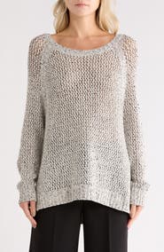 matty m. Raglan Sleeve Open Knit Sweater