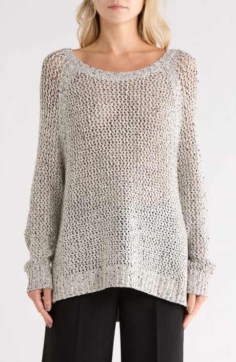 matty m. Raglan Sleeve Open Knit Sweater