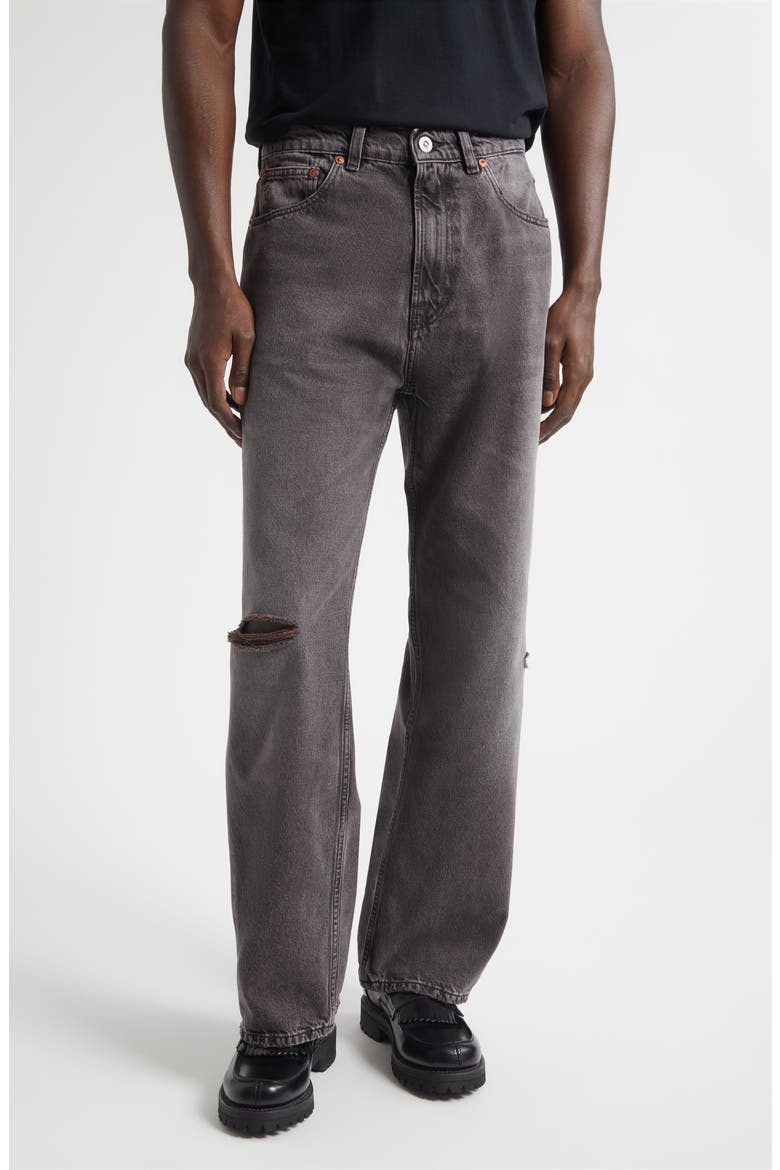 Third Cut Ripped Wide Straight Leg Jeans, Main, color, HIGHWAY COFFEE