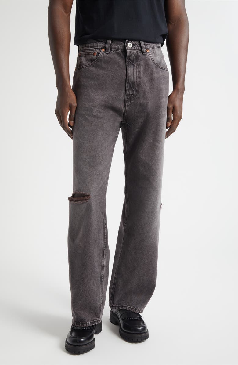 OUR LEGACY Third Cut Ripped Wide Straight Leg Jeans, Main, color, Highway Coffee