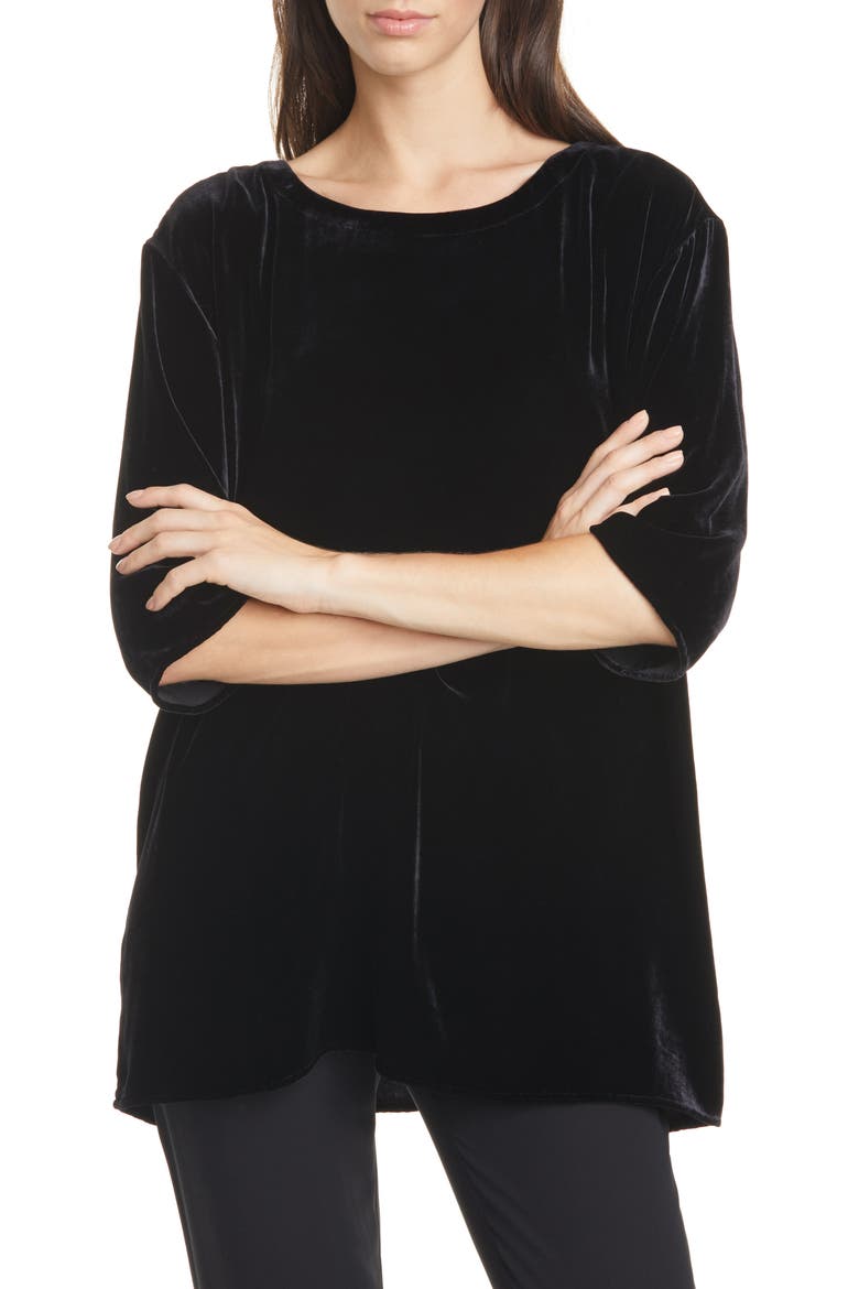 Ballet Neck Boxy Top, Main, color, BLACK