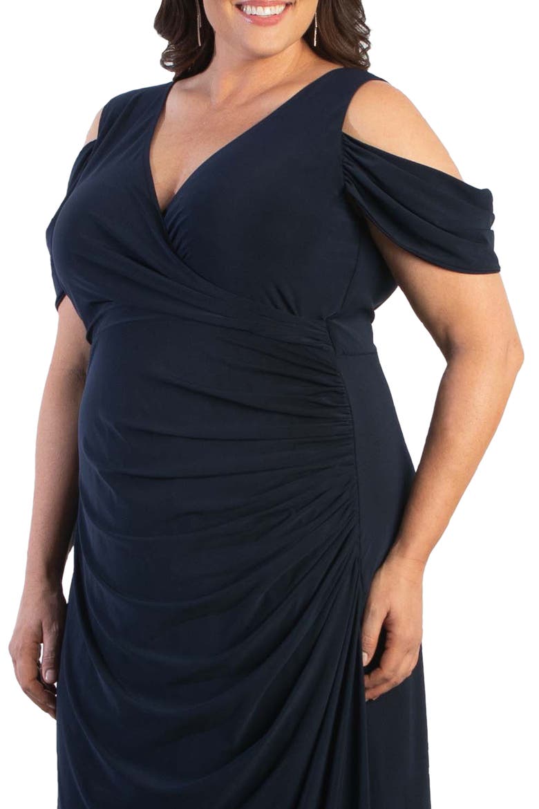 Gala Glam Cold Shoulder Gown, Alternate, color, NOCTURNAL NAVY