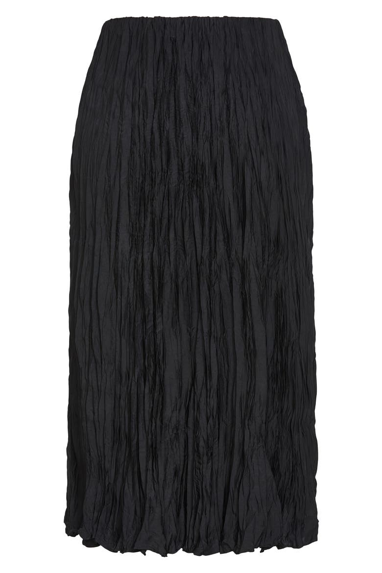 Imogen Pleated Crinkle Midi Skirt, Alternate, color, BLACK