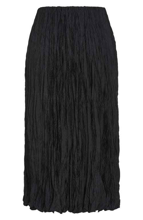 City Chic Imogen Pleated Crinkle Midi Skirt In Black