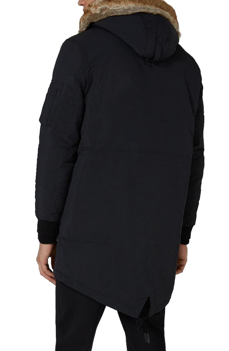 Topman Faux Fur Lined Parka, Alternate, color,