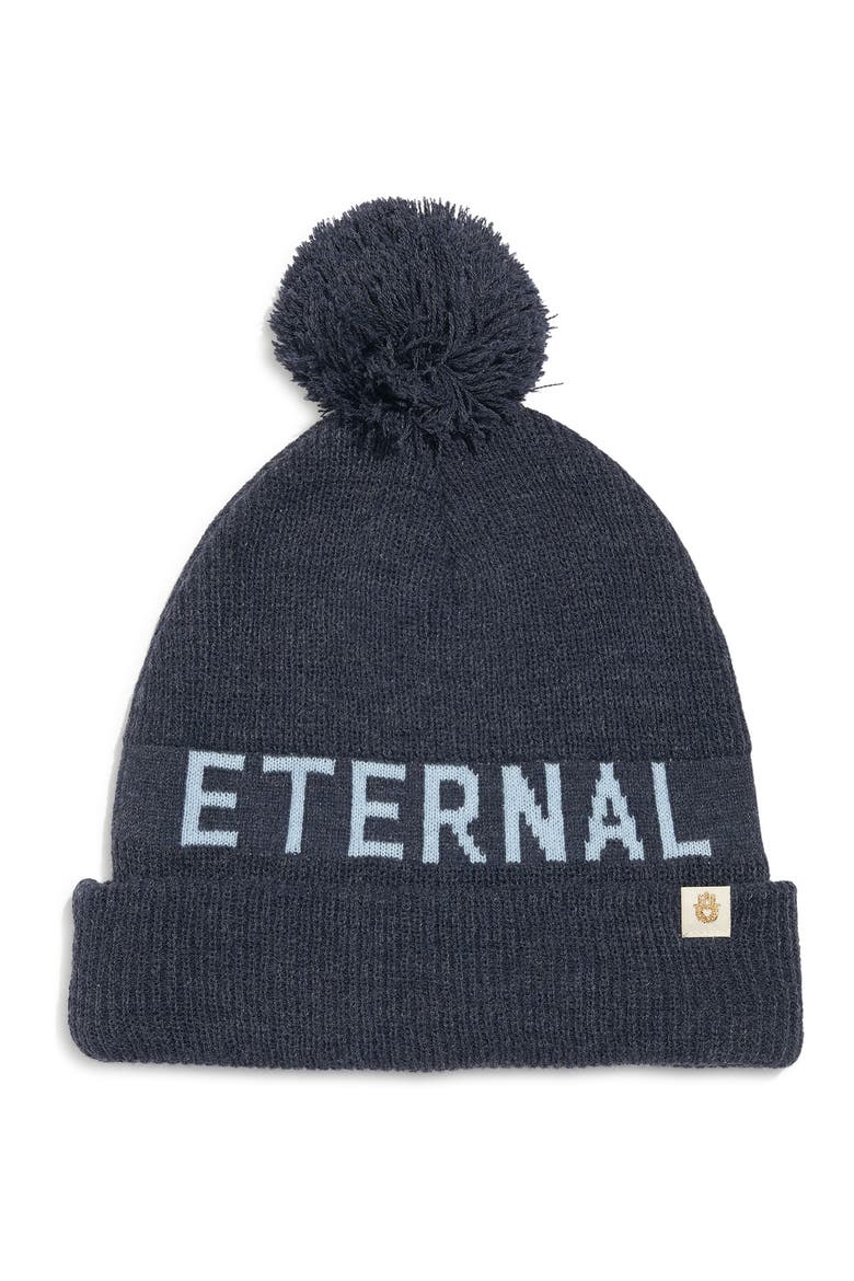 Eternal Optimist Pompom Beanie, Main, color, INDIGO