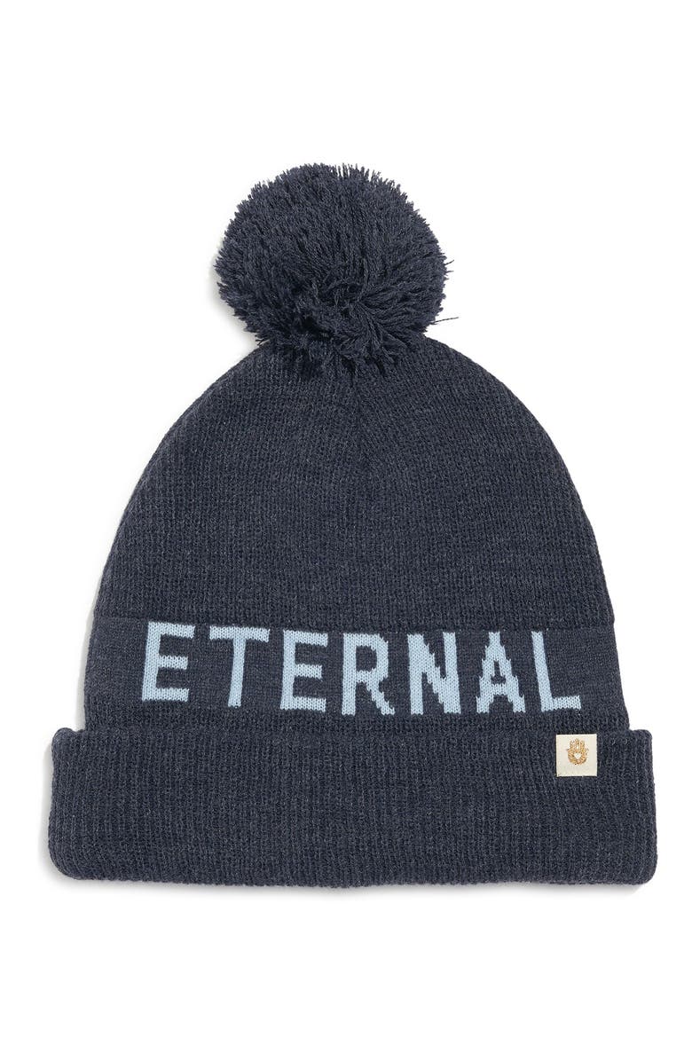 Spiritual Gangster Eternal Optimist Pompom Beanie, Main, color, Indigo