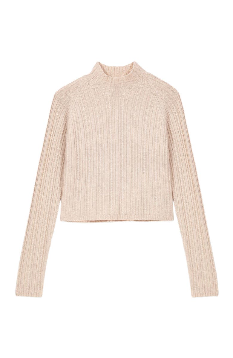 maje Cable-knit crop sweater, Alternate, color, Beige