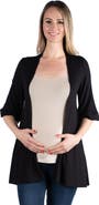 24seven Comfort Apparel Maternity Open Front Elbow Length Sleeve Cardigan
