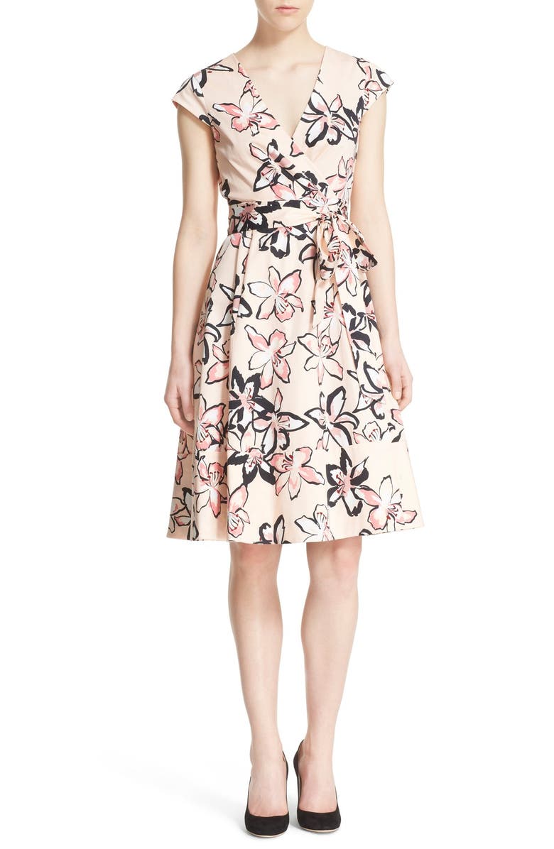 Kate Spade New York 'tiger lily' print wrap dress, Main, color, 