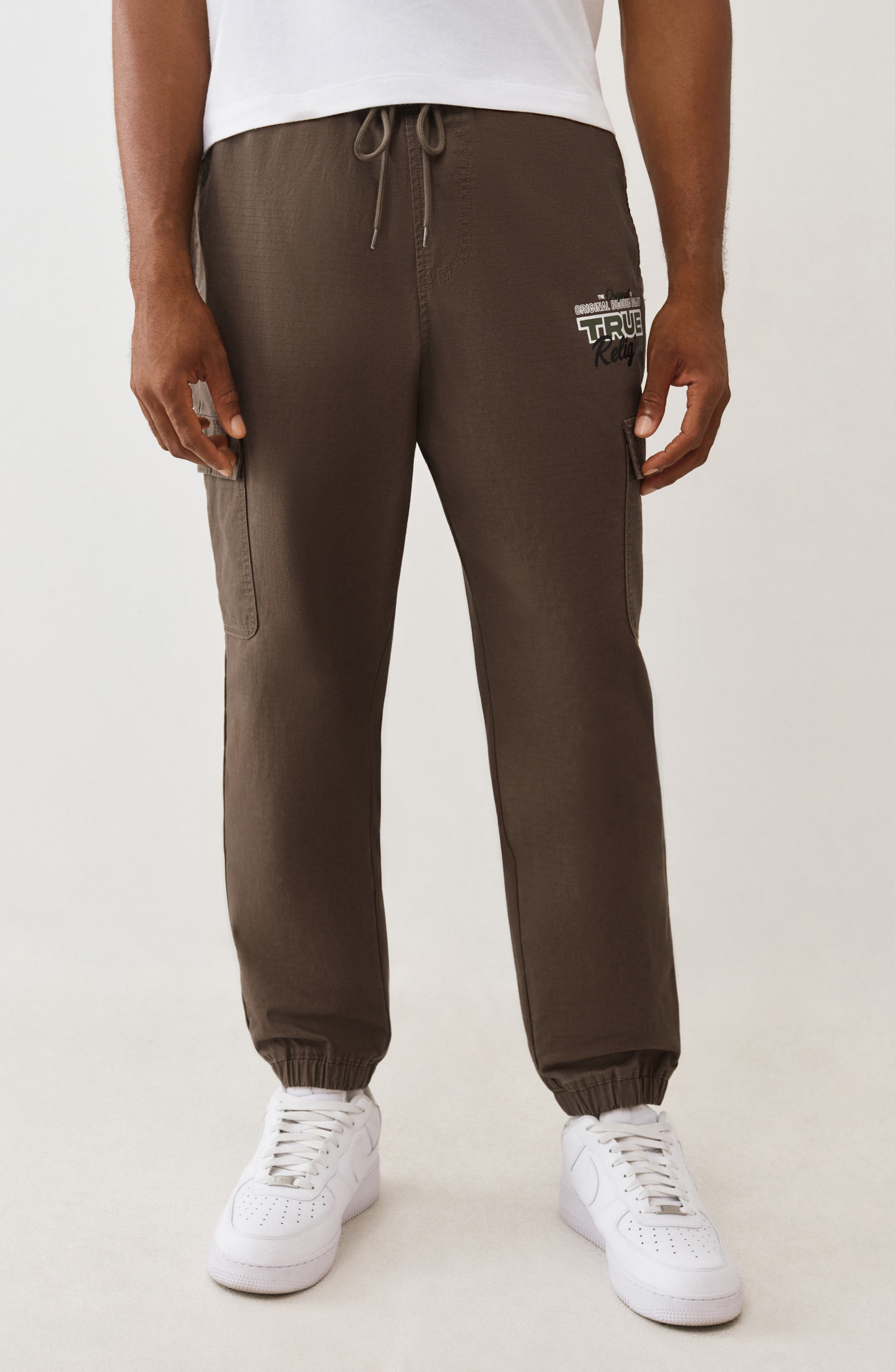 True Religion Cotton Ripstop Cargo Drawstring Joggers