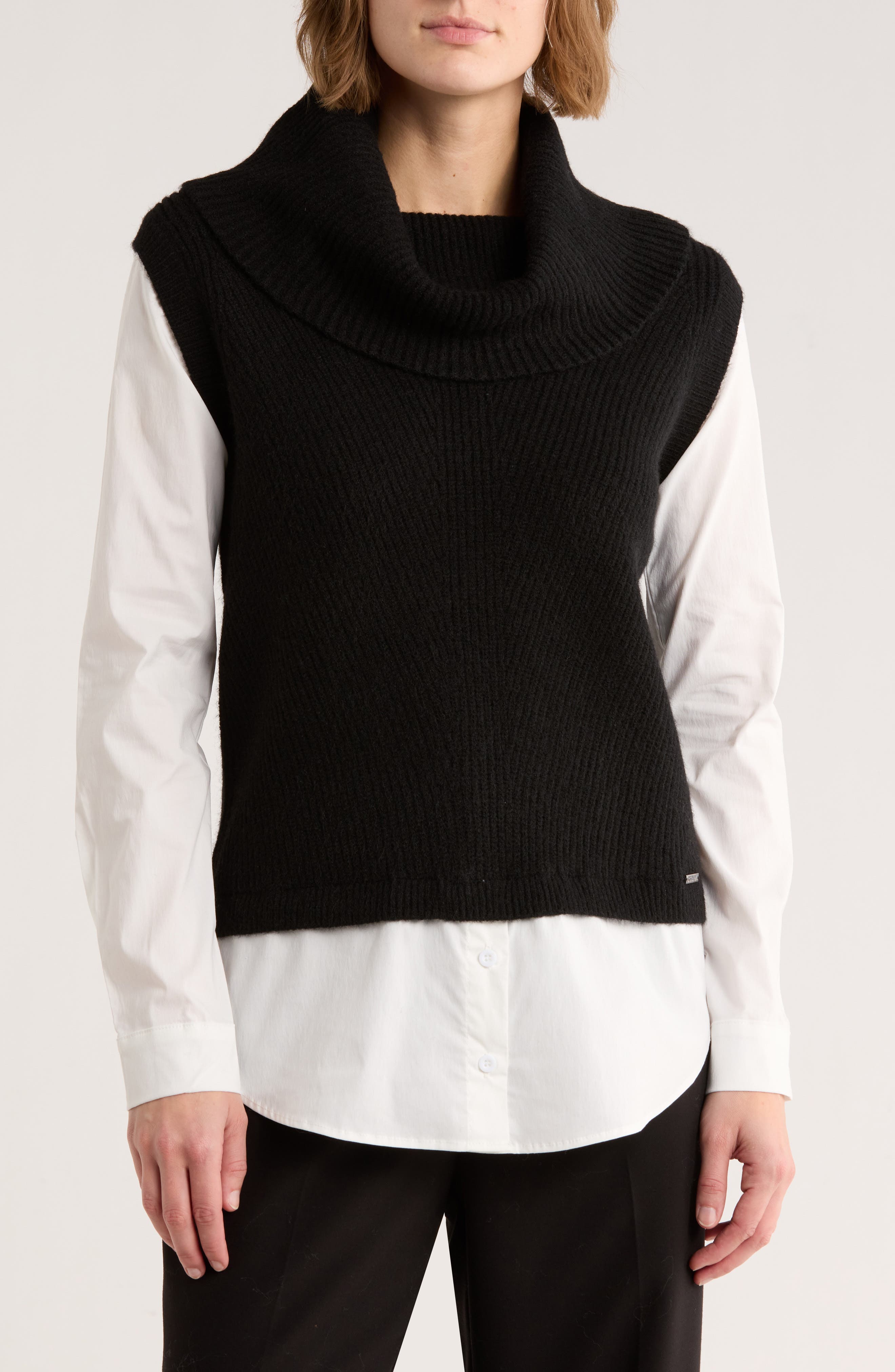 JASON WU Turtleneck Sweater Vest Twofer Shirt