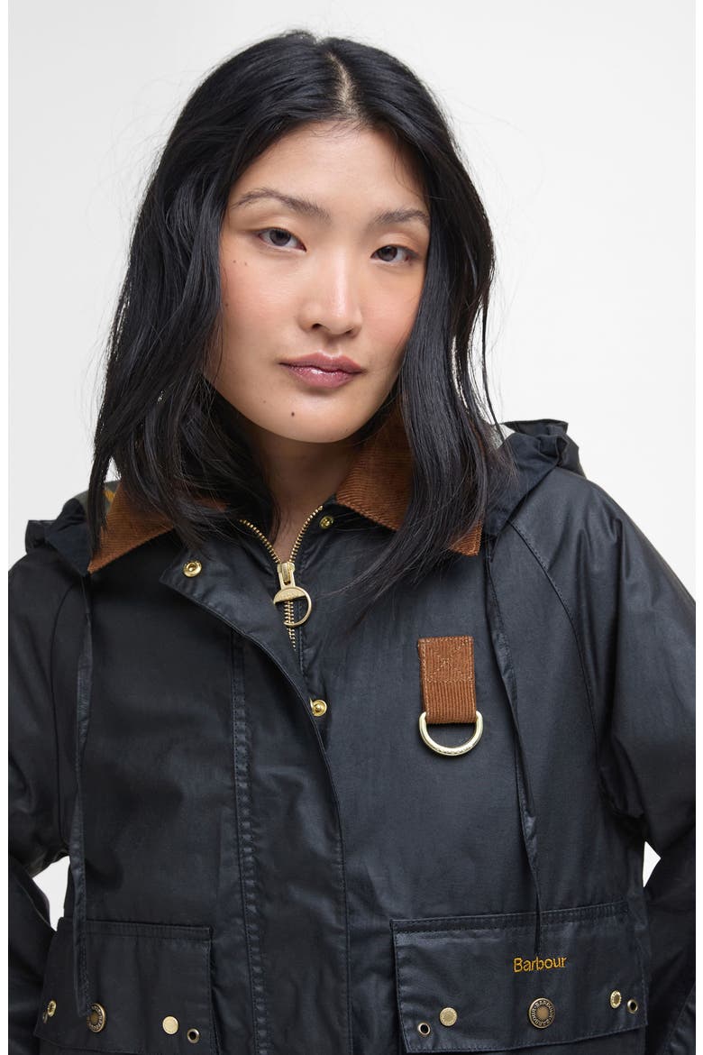 Erma Waxed Cotton Jacket, Alternate, color, BLACK/ ANCIENT TARTAN