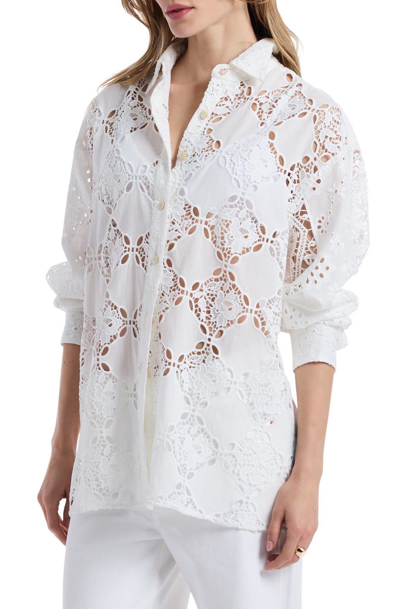 Robert Graham Lola Long Sleeve Woven Shirt, Alternate, color, White
