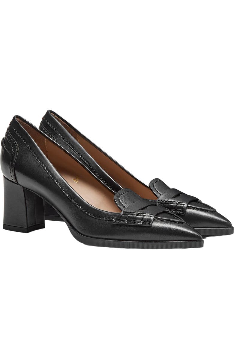 Santoni Women's leather mid-heel pump, Alternate, color, Black