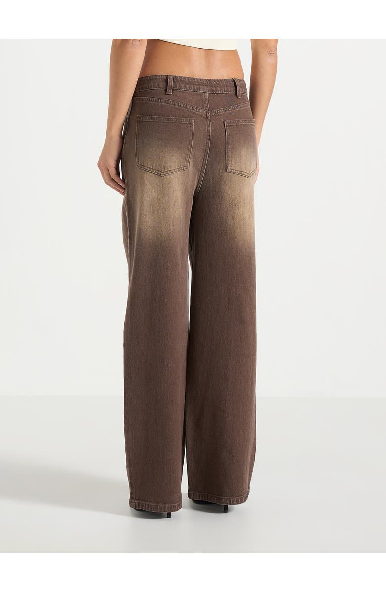 Manière De Voir Faye Relaxed Wide Leg Jeans With Tie Waist, Alternate, color, Brown