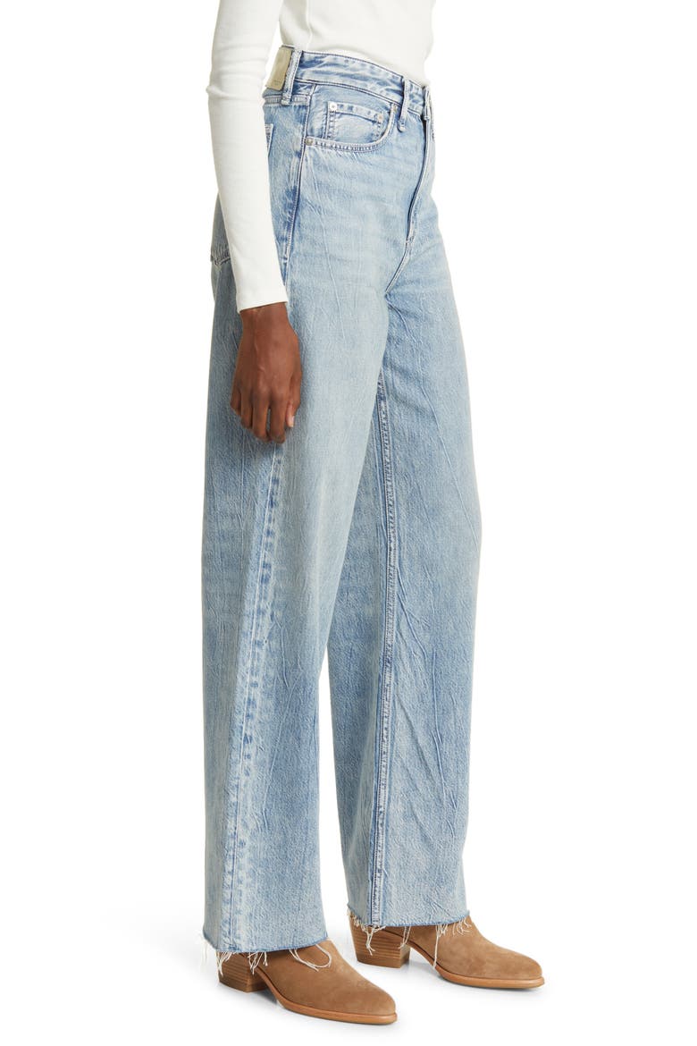 Logan Featherweight Raw Edge High Waist Wide Leg Jeans, Alternate, color, MIRA