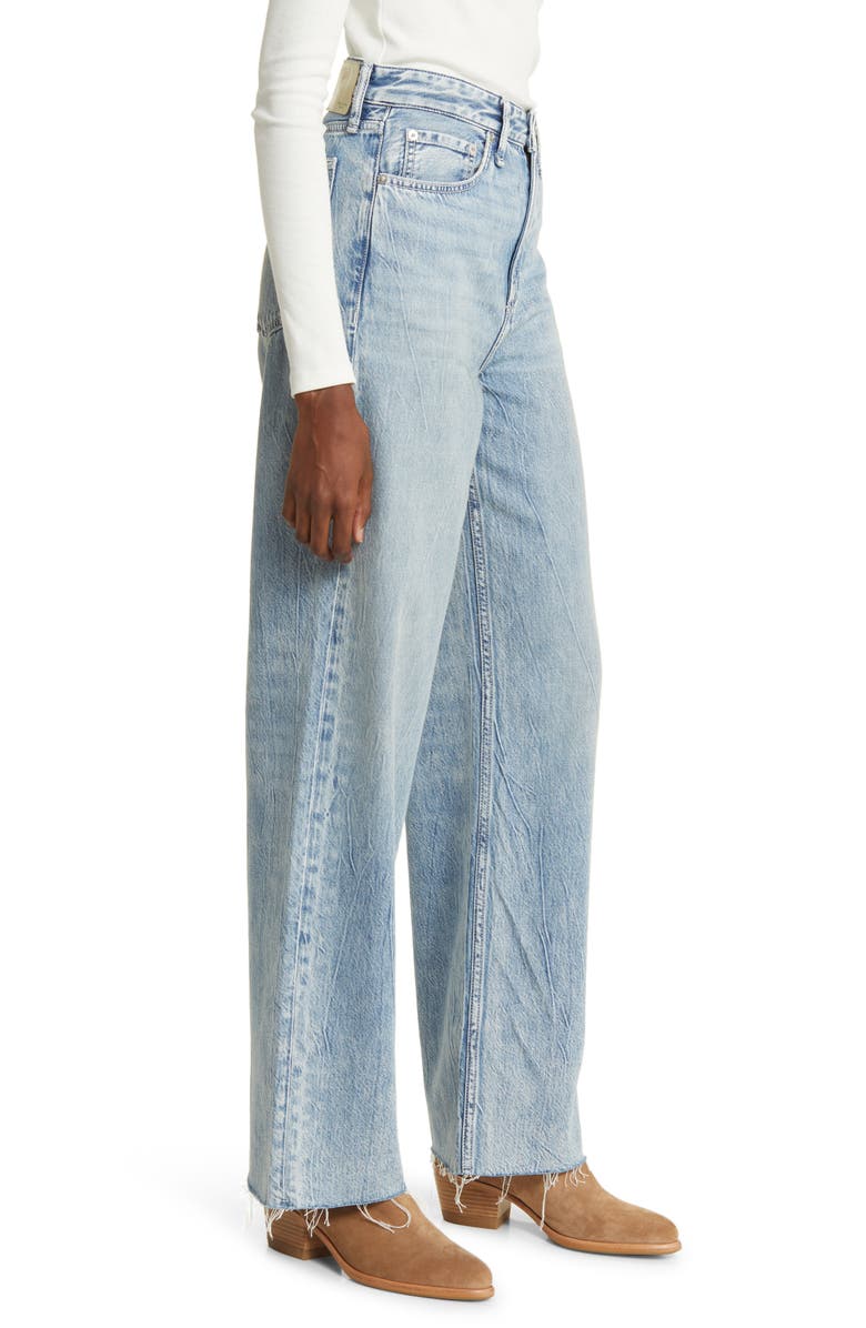 rag & bone Logan Featherweight Raw Edge High Waist Wide Leg Jeans, Alternate, color,