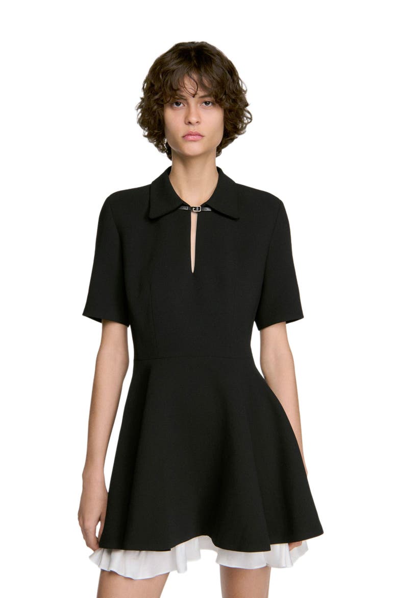 Short contrast skater dress, Alternate, color, Black