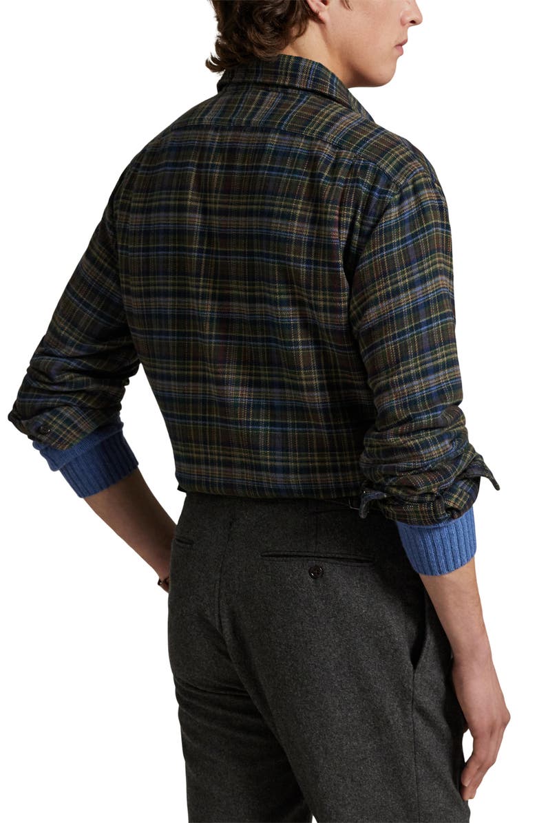 Polo Ralph Lauren Classic Fit Brushed Flannel Button-Up Shirt, Alternate, color, Dark Green/ Plaid Multi