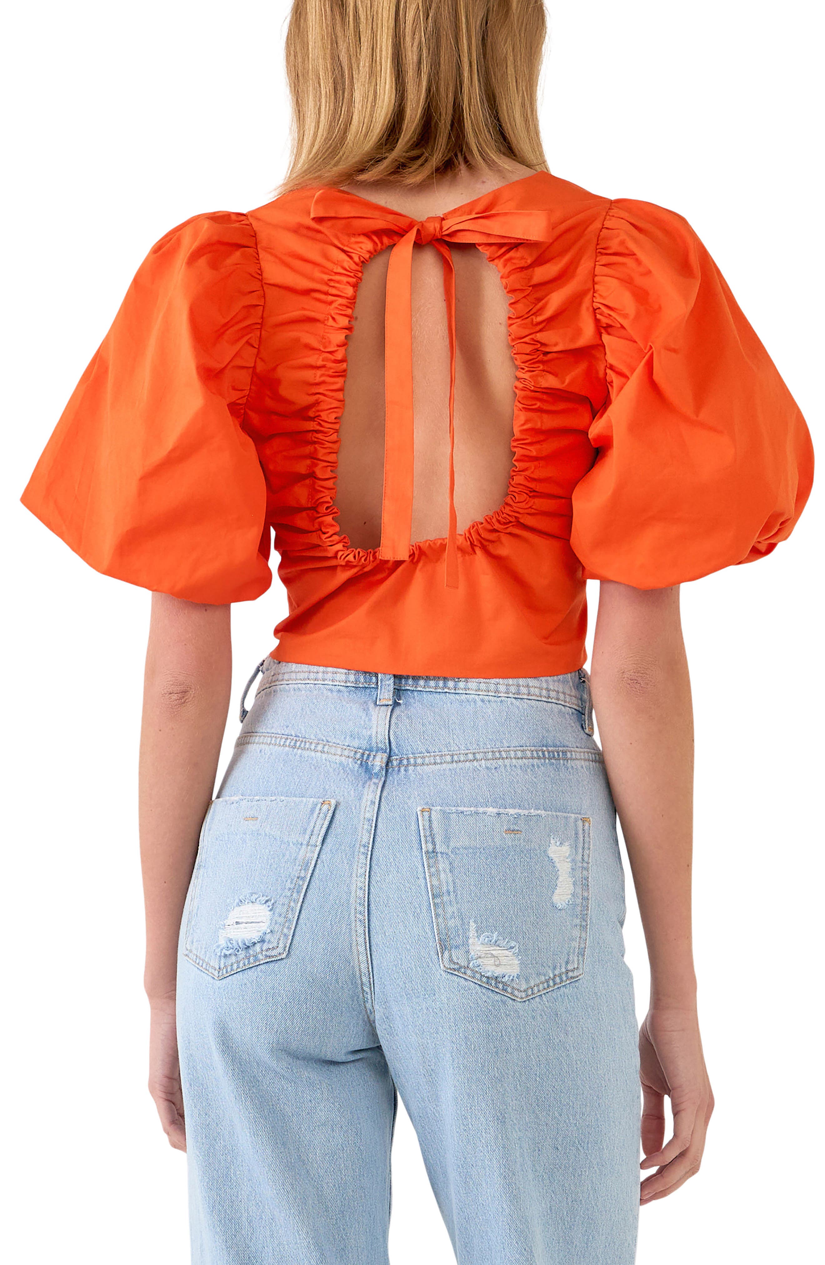 Tie Back Puff Sleeve Top - image 2