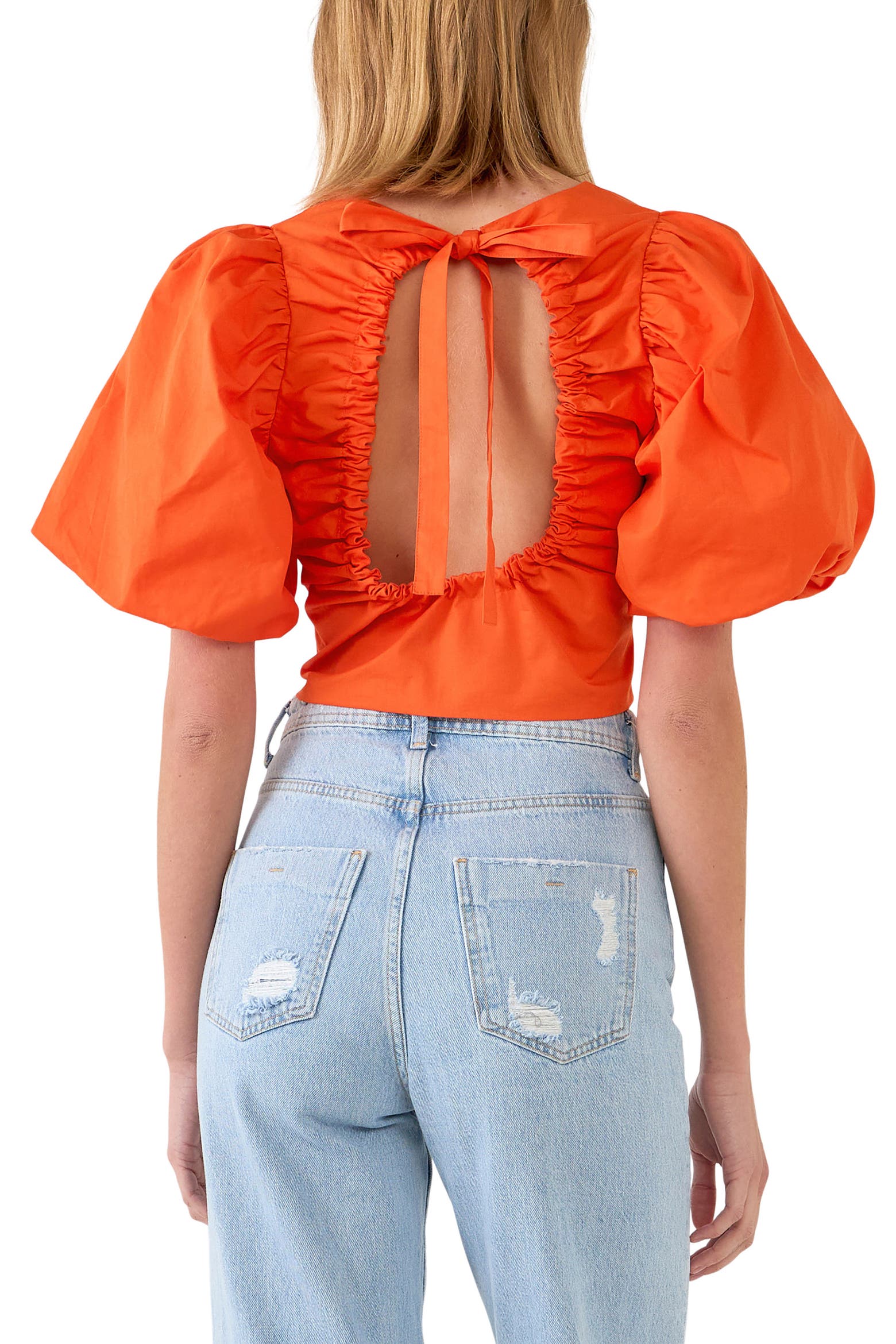 V.b. Rose Frame Endless Rose Tie Back Puff Sleeve Top (Women) | Nordstrom