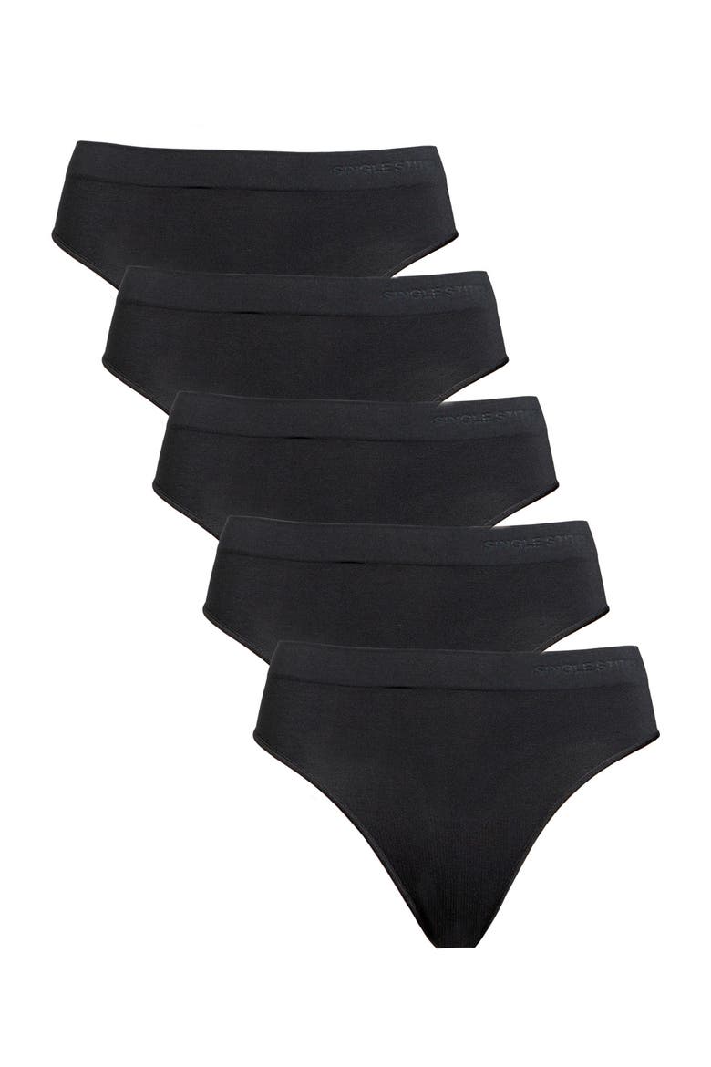 Seamless Modal Blend Thong 5-Pack, Main, color, Black