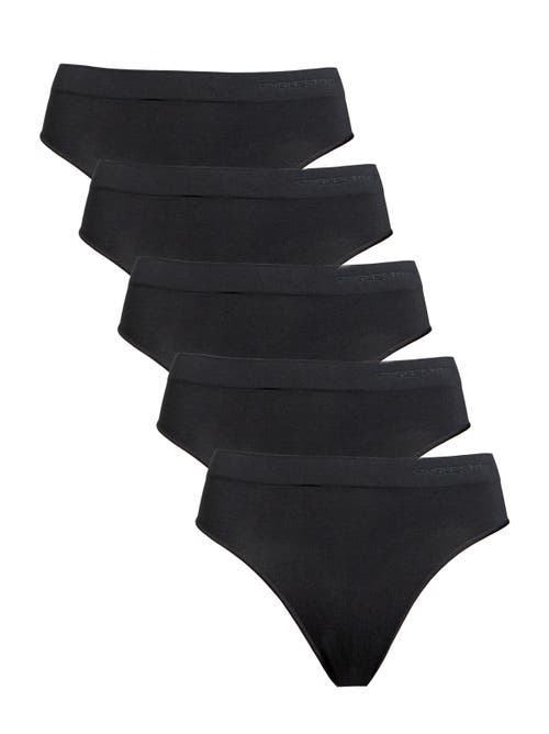 Single Stitch Seamless Modal Blend Thong 5-pack In Black