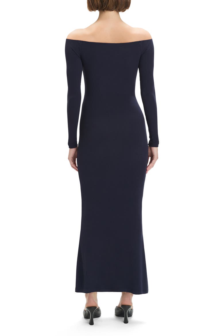 The Sara Off the Shoulder Long Sleeve Maxi Dress, Alternate, color, NAVY
