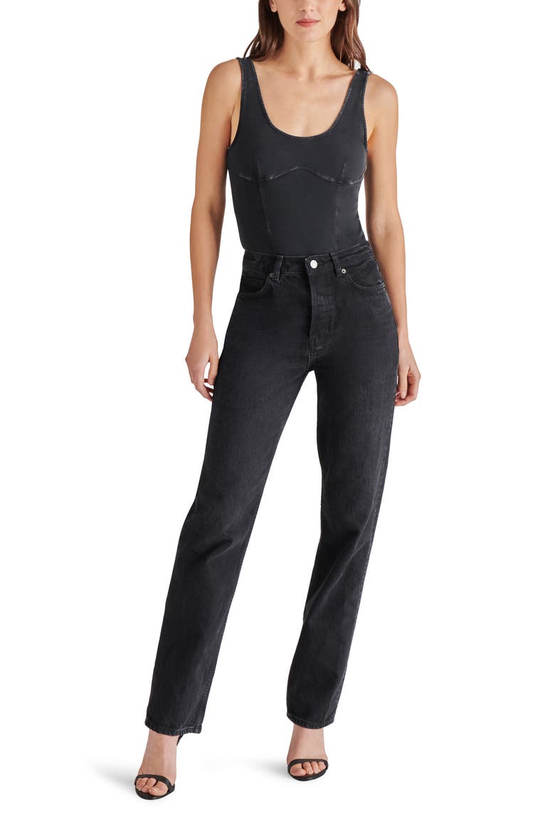 Lailah Stretch Cotton Bodysuit, Alternate, color, BLACK