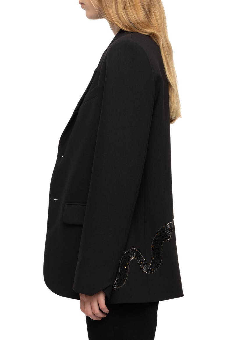 Vanille Strss Snake Blazer, Alternate, color, BLACK