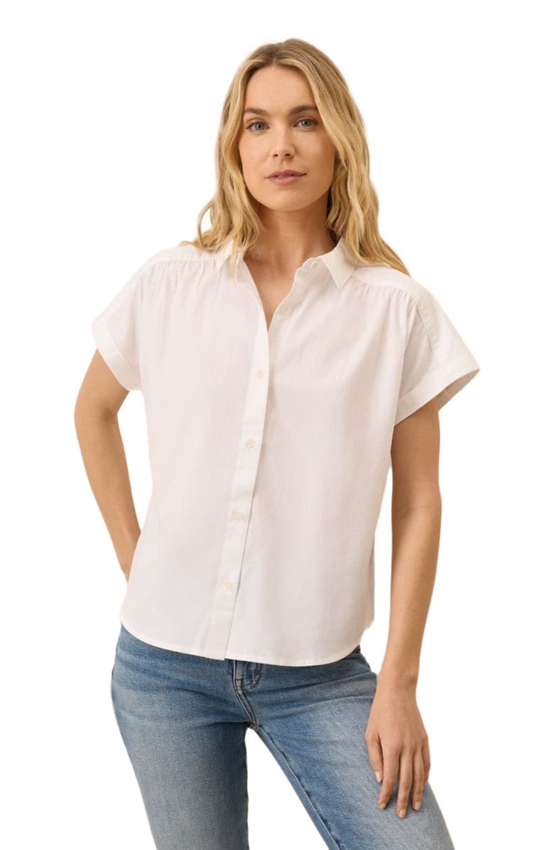 Pact Organic Cotton All Day Poplin Shirred Shirt, Alternate, color, White