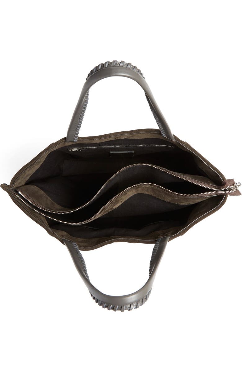 AllSaints 'Fleur de Lis East/West' Suede Tote, Alternate, color,
