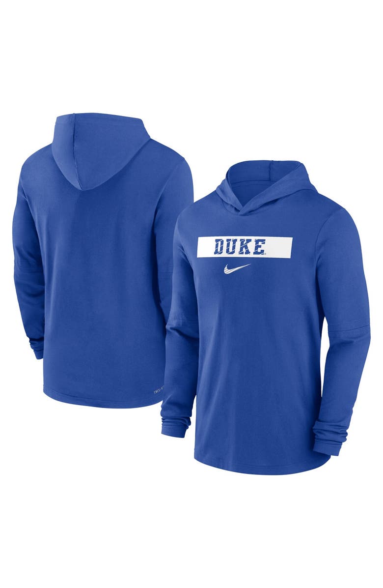 Nike Men's Nike Royal Duke Blue Devils 2024 Sideline Hoodie Performance Long Sleeve T-Shirt, Main, color, Royal