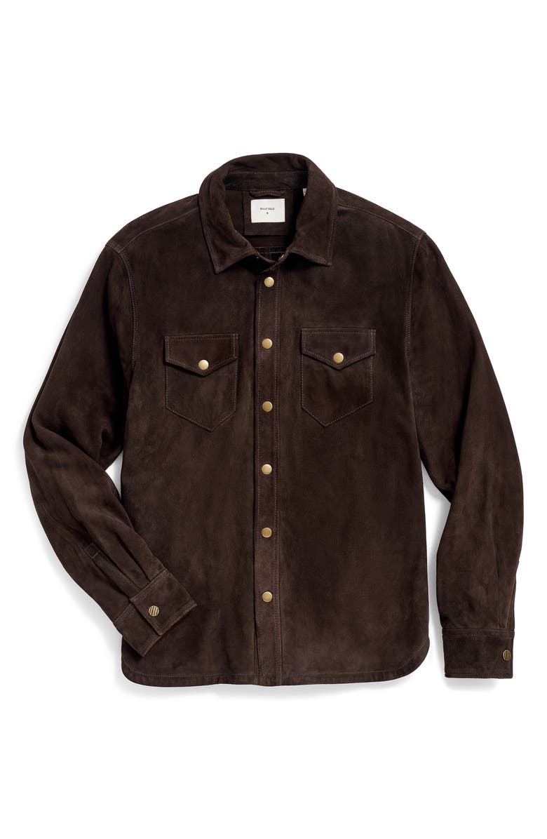 Billy Reid Suede Snap Front Work Shirt, Alternate, color, Chocolate