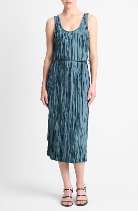 Crushed Satin Midi Slipdress