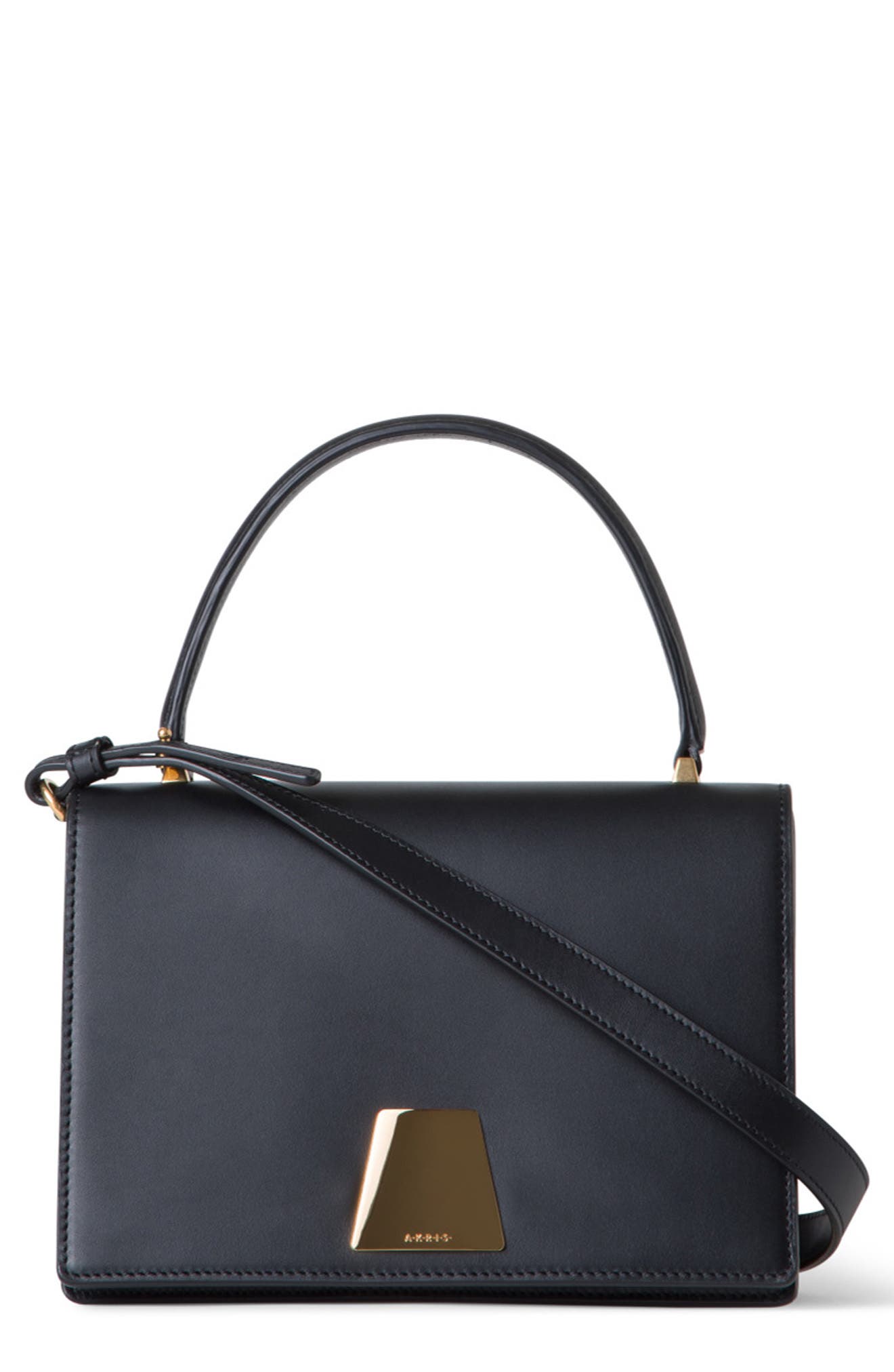 Akris Small Alice Leather Top Handle Bag, Main, color, Black