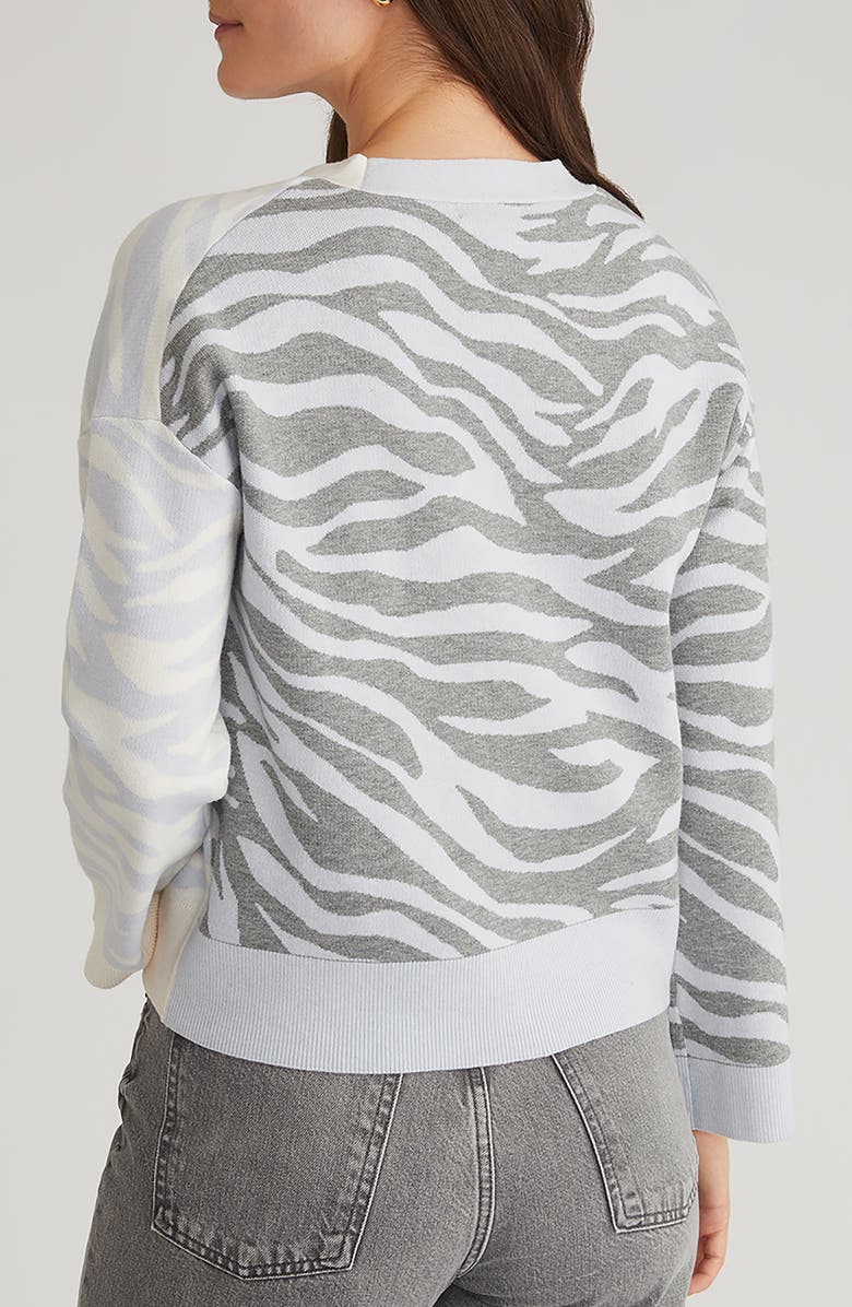 525 Nicole Tiger Stripe Cardigan, Alternate, color, Iceberg Mu