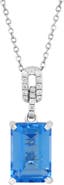EFFY Sterling Silver Blue Topaz & Diamond Pendant Necklace