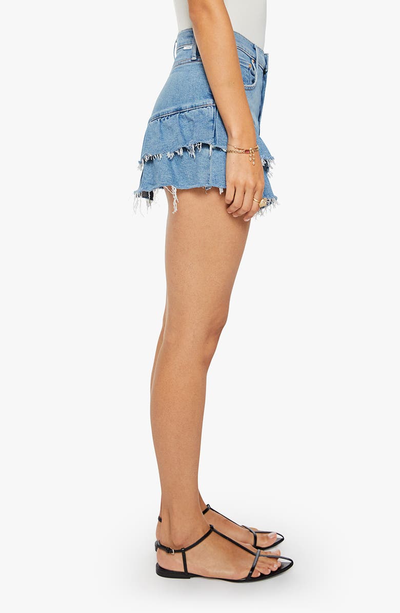 MOTHER The Ruffle My Feathers Denim Miniskirt, Alternate, color, Chaos Came Knocking